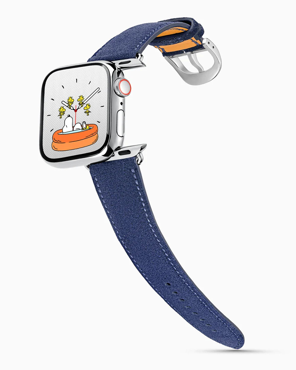 Janus Suede luxury Apple Watch leather band on a Series 9 Apple Watch