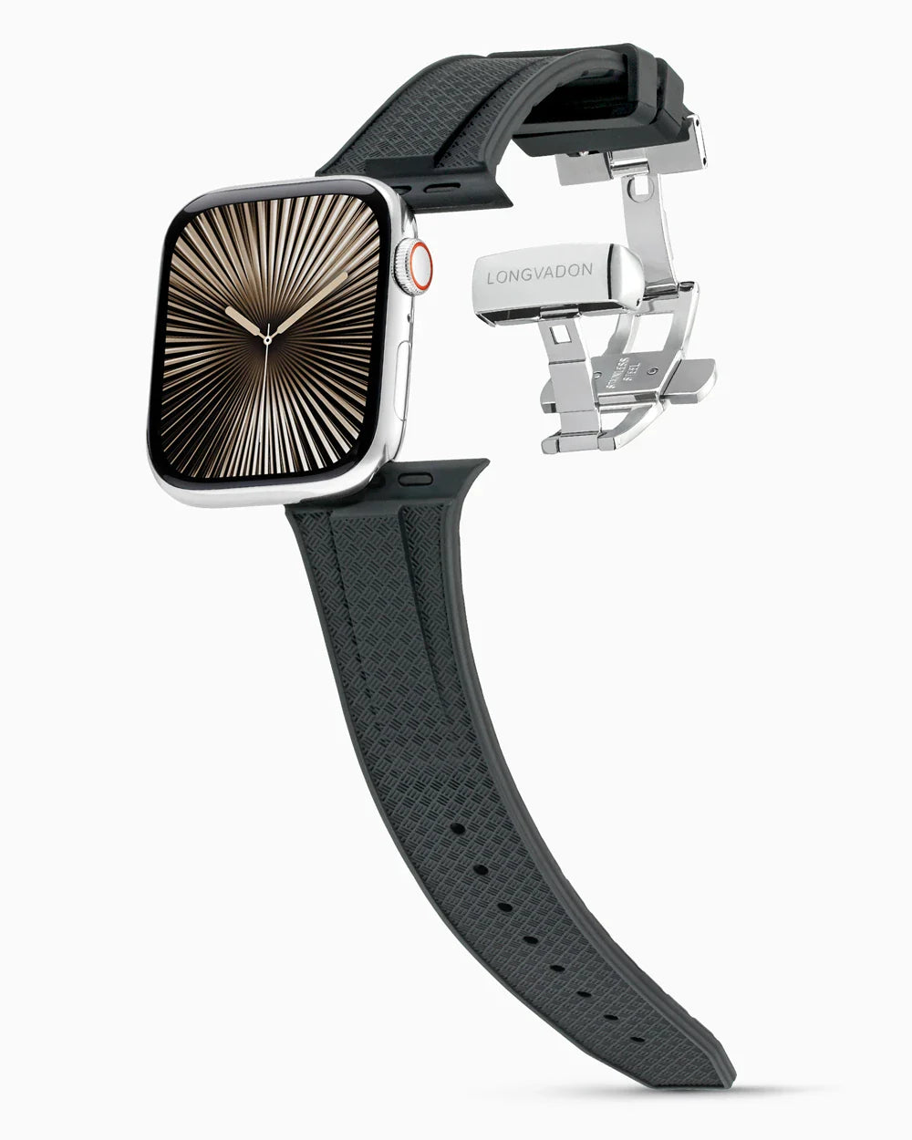 Voyager Series rubber luxury apple watch band main image silver